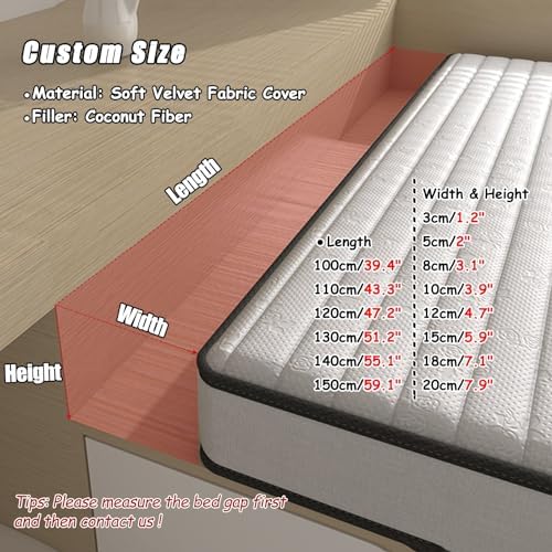 NEVKA Coconut Fiber Bed Gap Filler with Velvet Cover