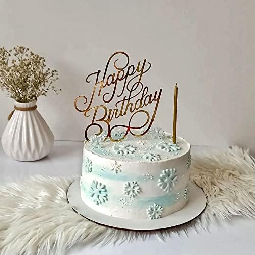 Happy Birthday Cake Toppers 6pcs Set Mirror Gold