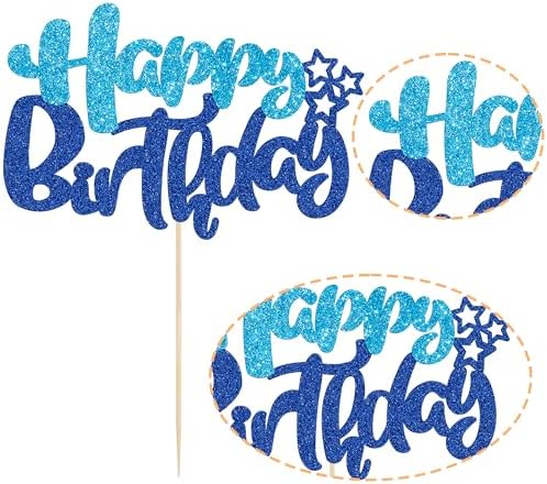 Ephlyn Happy Birthday Cake Topper Glitter Decor