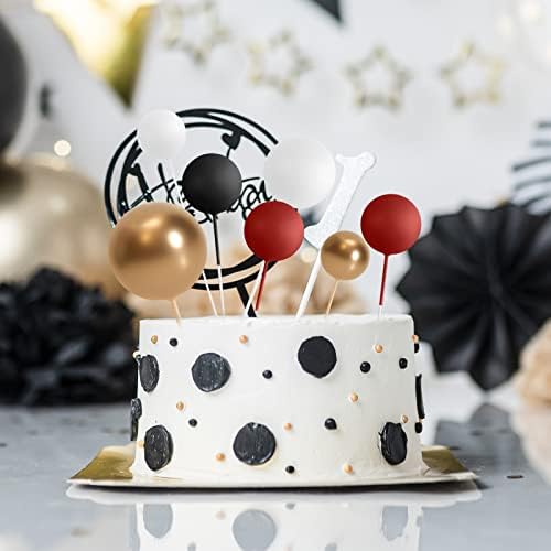 ASTARON 32 Pcs Ball Cake Topper Decorations Red Black