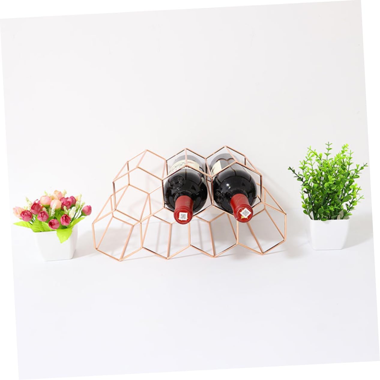 VICASKY Freestanding Rose Gold Wine Rack 7 Bottle Capacity
