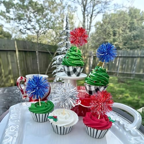 Gyufise 30Pcs Foil Firework Cupcake Toppers 1