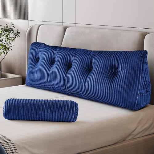 Z-hom Queen Headboard Pillow with 2 Roll Pillows - Blue