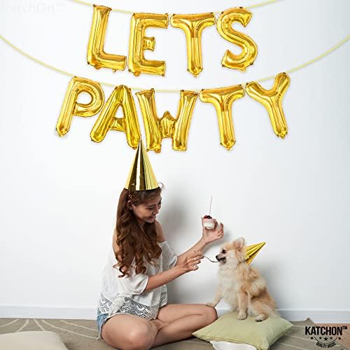 KatchOn Lets Pawty Balloons Gold 16 Inch Decor Set
