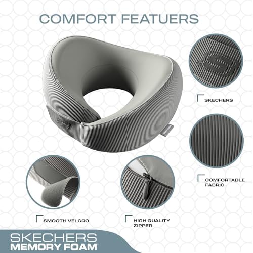 Skechers Memory Foam Travel Pillow for Neck Support