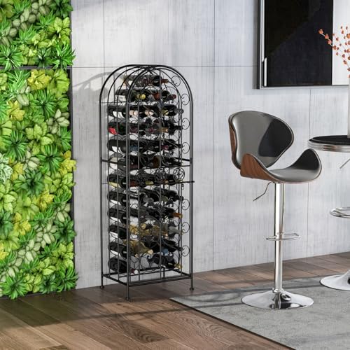45 Bottle Wrought Iron Wine Rack with Lock - Black 1