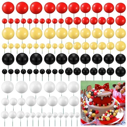 Tondiamo 108 Pcs Ball Cake Toppers DIY Foam Balloons Decorations