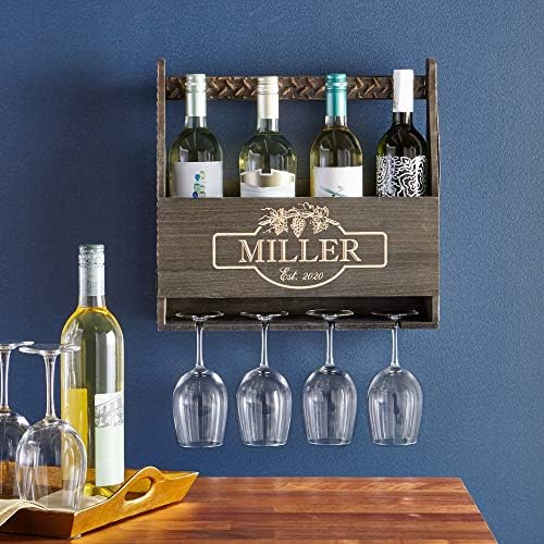 Personalized Rustic Wood Wine Rack with Name - Vineyard Edition