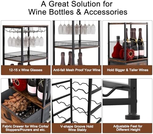 TQVAI 7-Tier Wine Rack Modular Split Design Space-Saving Floor Cabinet