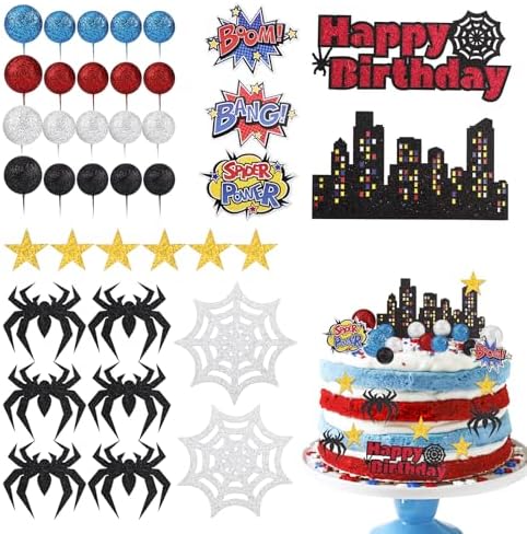 Gosknor 38pcs Spider Cake Toppers Decorations
