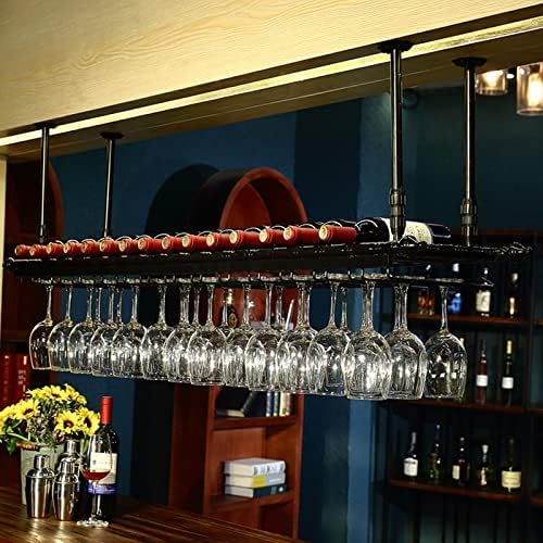 Wall-Mounted Wine Rack with Adjustable Height and Glass Holder
