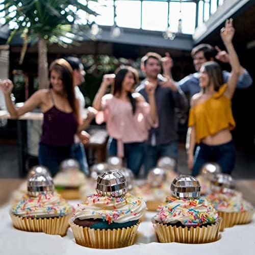 JOERSH 23pcs Disco Ball Cupcake Toppers - 70s Disco Party Decorations