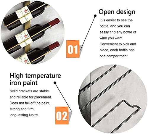 Wall-Mounted Wine Rack with 5 Sizes and Wrought Iron Design