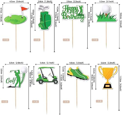 ZHUOWEISM 32PCS Golf Trophy Cupcake Toppers