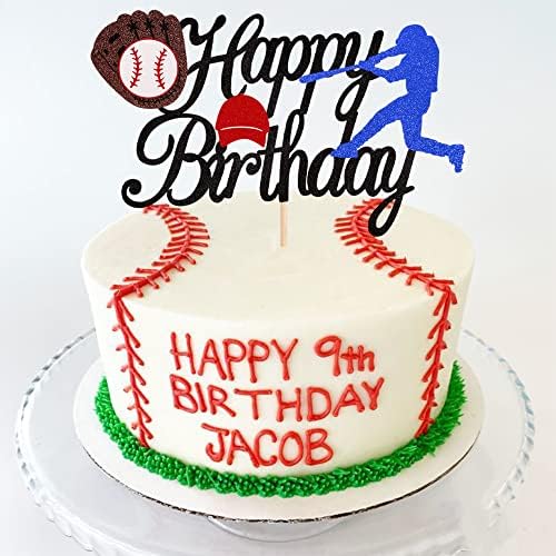 ZHUOWEISM 1PCS Glitter Baseball Cake Topper for Birthday Parties
