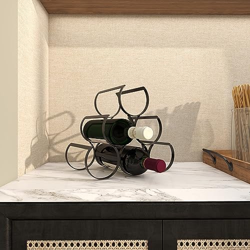 Deco 79 6 Bottle Metal Wine Rack with Curved Holders Black