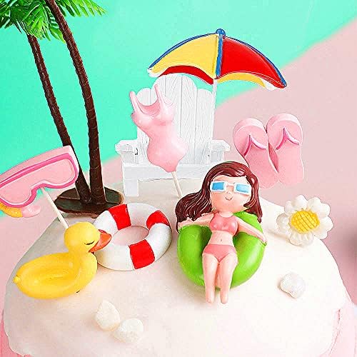 Hawaiian Beach Cake Toppers Non-Edible 8-Piece Set