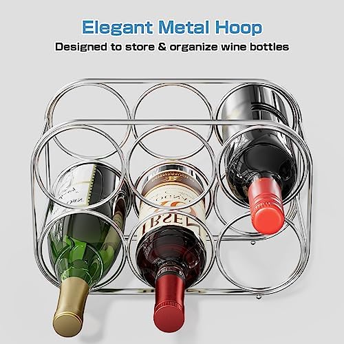 Buruis 6-Bottle Wine Rack Freestanding Metal Silver