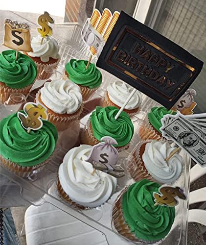 10Pcs Dollar Bill Sign Cupcake Toppers Birthday Decor