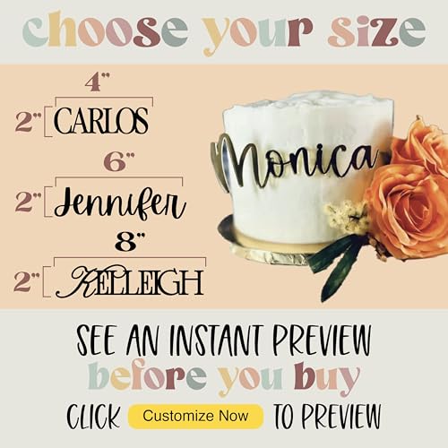 Custom Acrylic Cake Name Plate Personalized Wedding Birthday Decoration