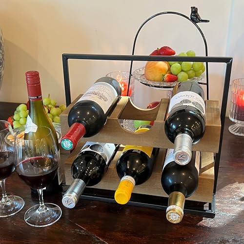 WHW Modern Farmhouse Wine Rack with 6 Bottle Rests