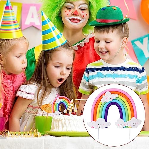Mozeat Lens Soft Pottery Rainbow Cake Topper