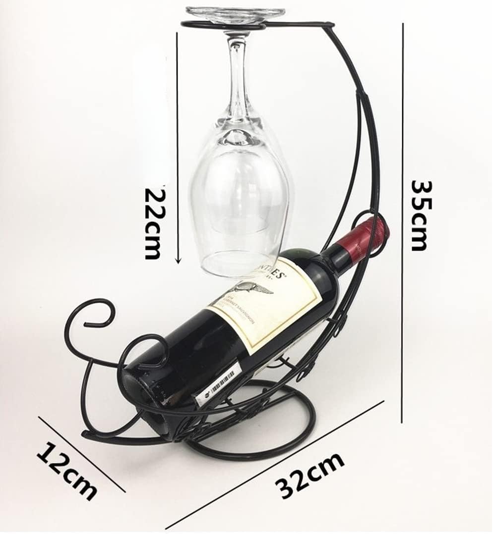 Homya Tabletop Metal Wine Rack 1 Bottle 2 Glasses
