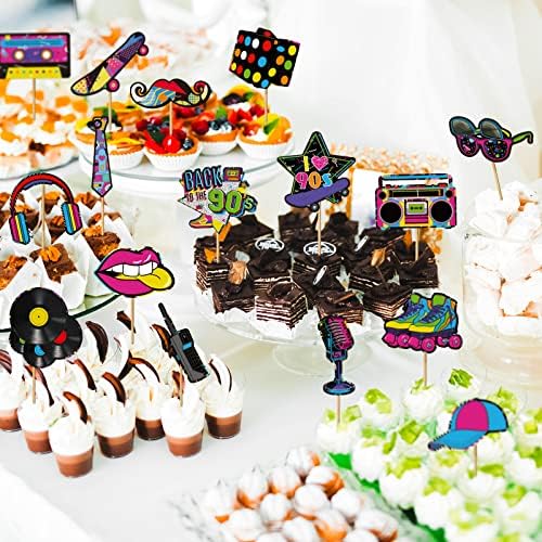Clabby 32 Piece 90s Style Cupcake Topper Set