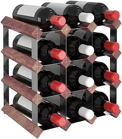 YAFF 12-Bottle Brown Solid Wood Wine Rack