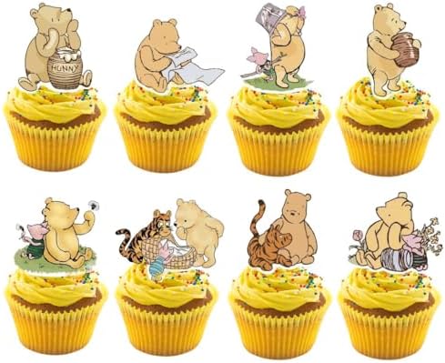 48PCS Winnie Cupcake Toppers - Cute Baby Shower Decor