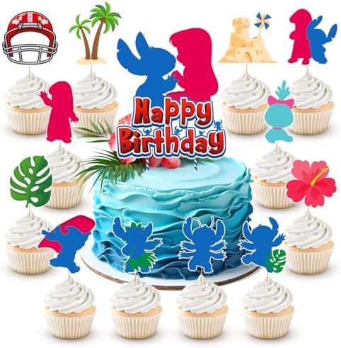 25 Pack Blue Cartoon Birthday Cake Toppers for Youth Parties 1