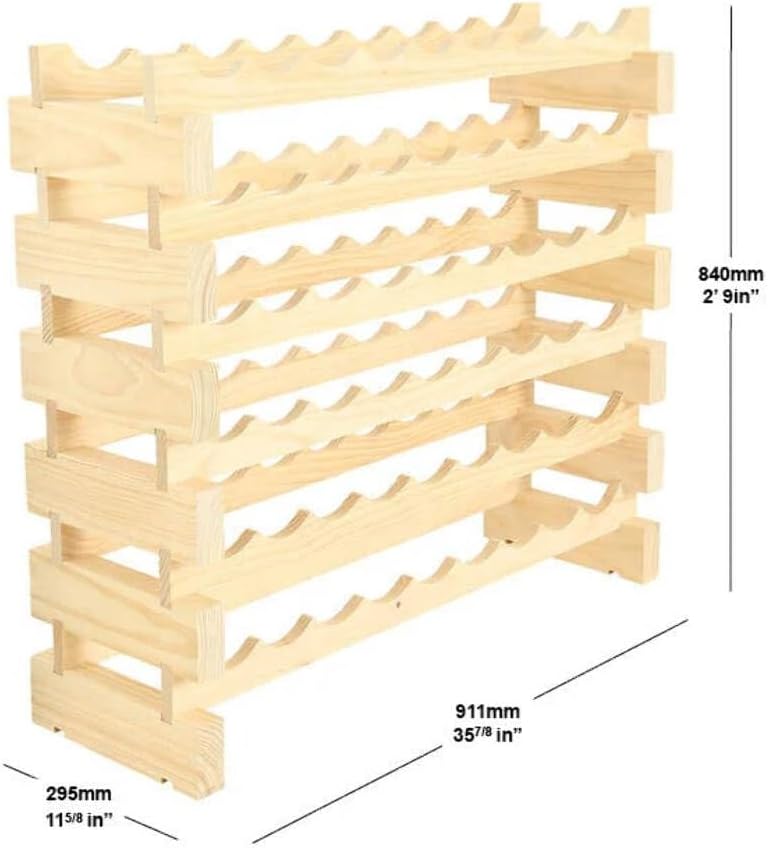 54 Bottle Natural Pine Freestanding Wine Rack