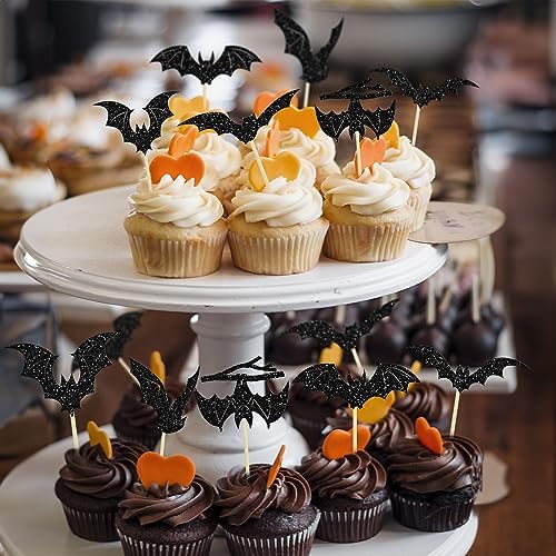 Gyufise 24Pcs Halloween Bat Cupcake Toppers 1