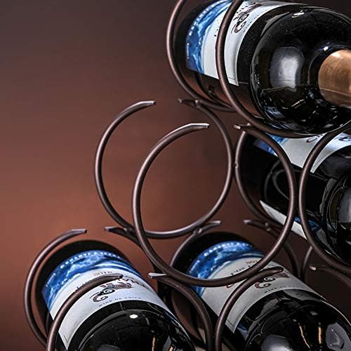 6 Bottles Metal Wine Rack Freestanding Organizer Stand Black