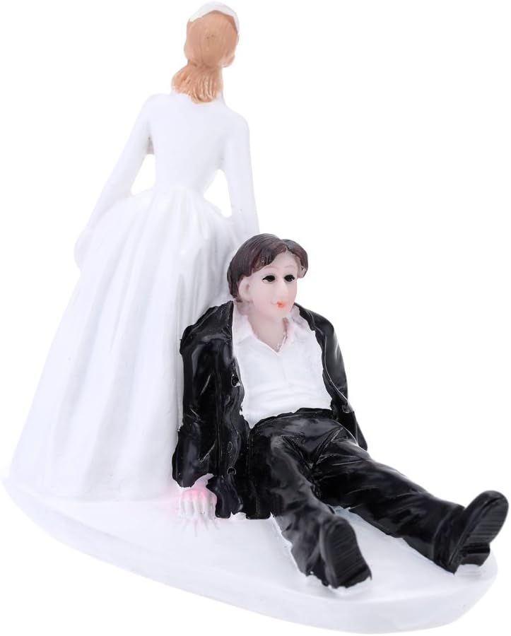 Anself Synthetic Resin Groom Bride Wedding Cake Topper