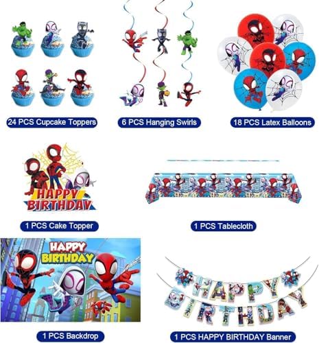 Spidey Themed Birthday Decorations Kit