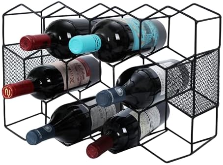 KFN 14 Bottle Tabletop Wine Rack Modern Black Metal 3 Tier
