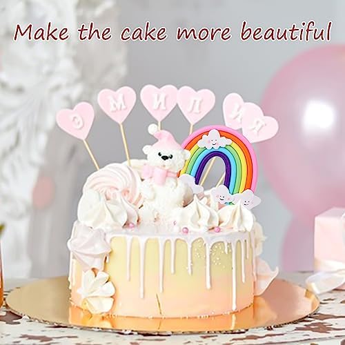 Mozeat Lens Soft Pottery Rainbow Cake Topper