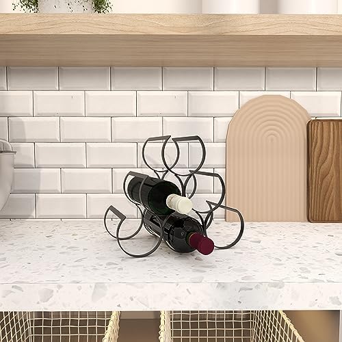 Deco 79 6 Bottle Metal Wine Rack with Curved Holders Black