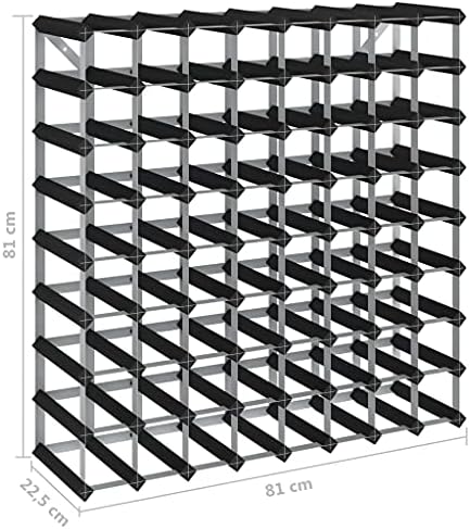 CUMYZO 72 Bottle Wine Rack Black Solid Pine Wood 1