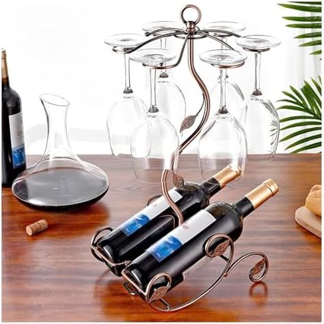 Freestanding Wine Rack with Glass Holder for Bar and Kitchen