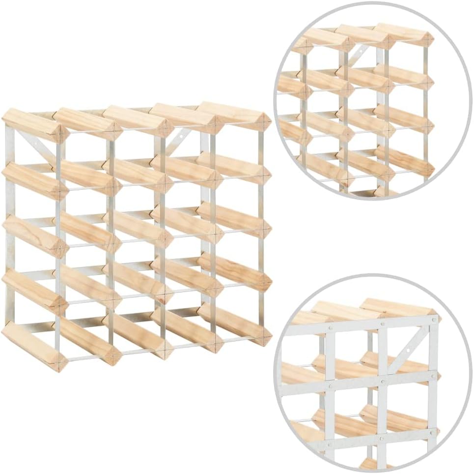 CHARMMA 20-Bottle Wine Rack - Solid Pinewood