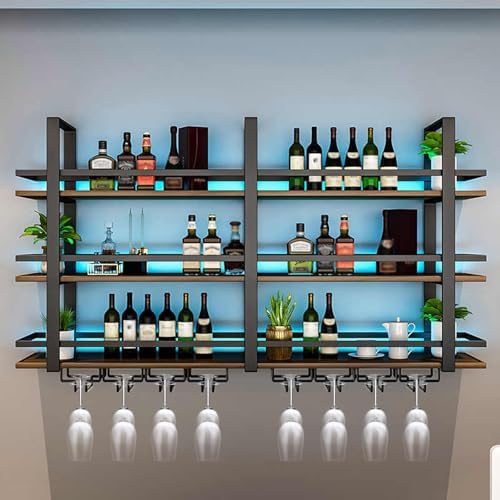 Takpylia Wall Mounted Wine Rack with LED Light Black 472in