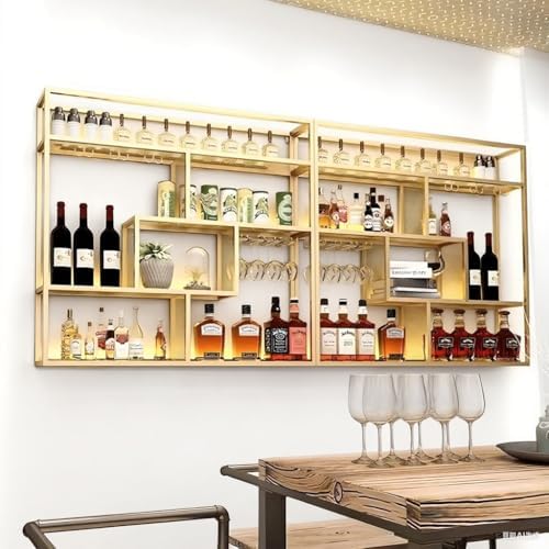 118in Wall Mounted Wine Rack with Glass Holder