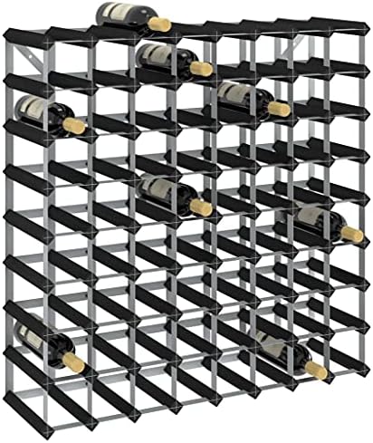 CUMYZO 72 Bottle Wine Rack Black Solid Pine Wood 1