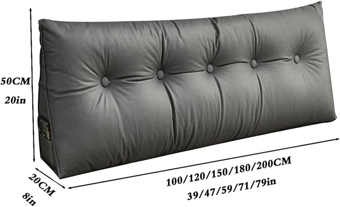 Removable Washable Wedge Headboard Pillow in Ivory White