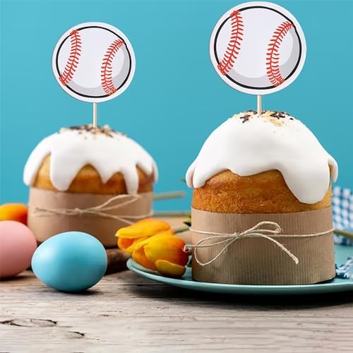 Rsstarxi 40 Pack Baseball Cupcake Toppers