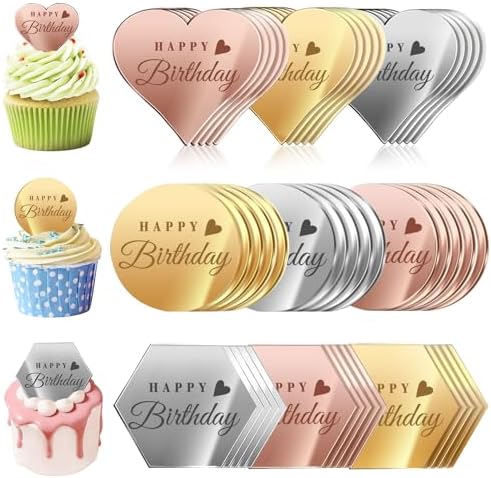 45PCS Happy Birthday Cake Toppers Multi-Shape Color