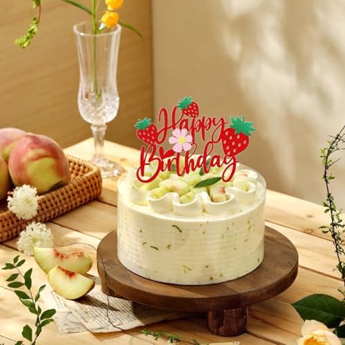 ZitTRo 1Pcs Happy Birthday Glitter Strawberry Cake Topper