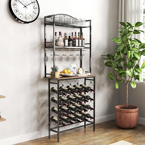 20 Bottle Freestanding Wine Rack with 3-Tier Storage 1